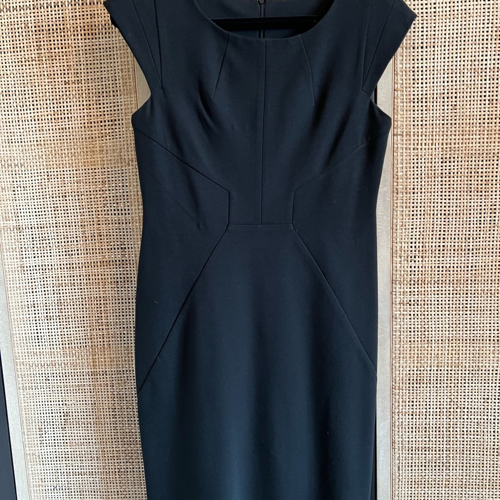 Banana Republic black, cap-sleeve midi dress. Size 12.